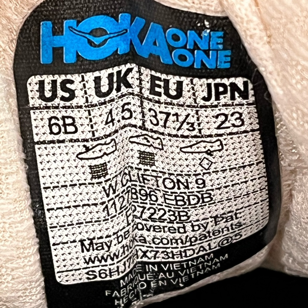 Hoka Clifton 9 Running Shoes. Women’s Size 6B Color Cream - Picture 8 of 10